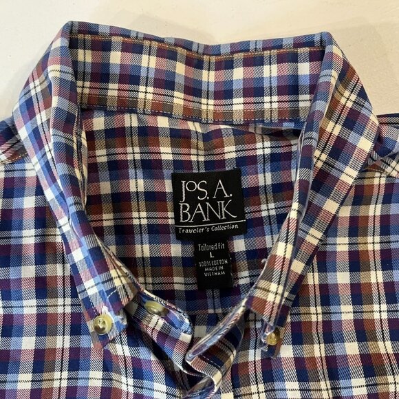 JoS. A. Bank Men's Tailored Fit Plaid Traveler's Collection Shirt - Size Large - Picture 2 of 4
